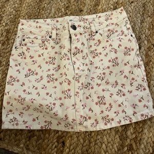 White jean pink flower skirt